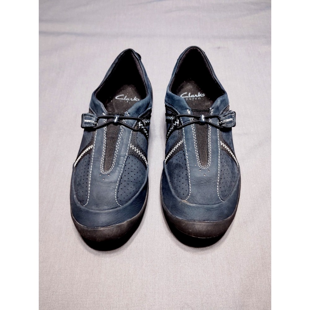 Clarks Privo Asney Slip On Navy Leather 26121016 Casual Shoes Minimalist Women 7